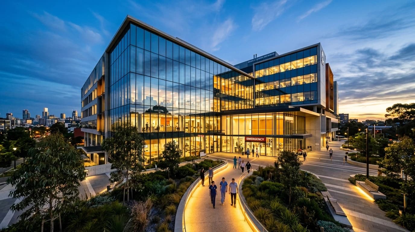 Illustrative healthcare campus representing coordinated facility development